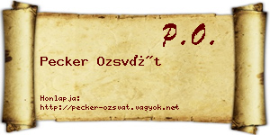 Pecker Ozsvát névjegykártya